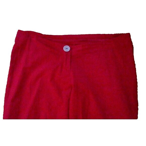 Vintage Y2K 90s deep fire engine red wide flared leg low waist stretch pants  L - Picture 6 of 7
